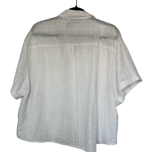 White Cropped Button down Blouse Size XL from Lefties Spain - Picture 8 of 8